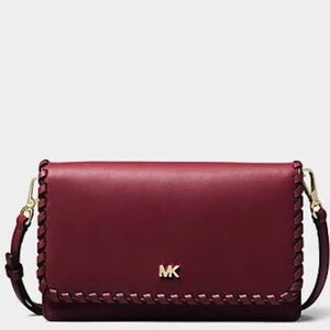 Michael Kors Whipstitched Leather Convertible Crossbody Burgundy